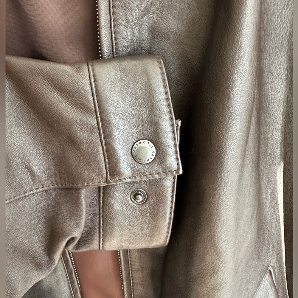 Cole Haan Men's XL Java 100% Genuine Leather Jacket Brown Classic - Picture 9 of 13